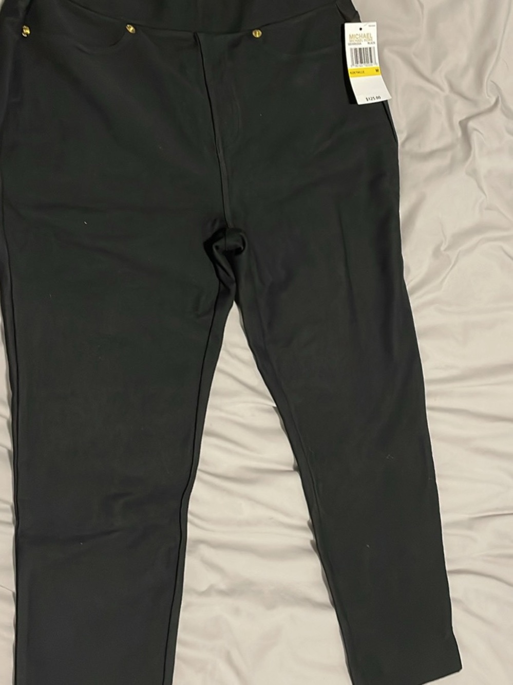 Michael Kors Kids Black Leggings with Gold Accent Buttons